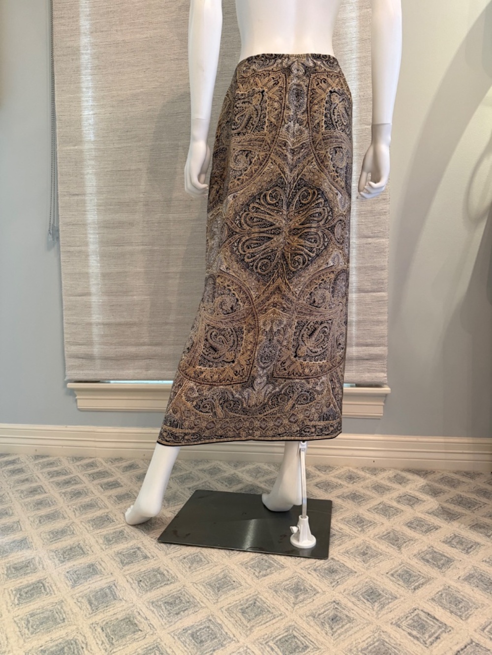 Vintage 90s Emanuel Ungaro 100% Silk Paisley Sarong Wrap Midi Skirt 14/48 - Picture 3 of 7
